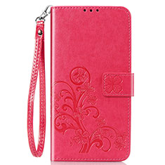 Coque Portefeuille Fleurs Livre Cuir Etui Clapet S02D pour Samsung Galaxy F41 Rouge