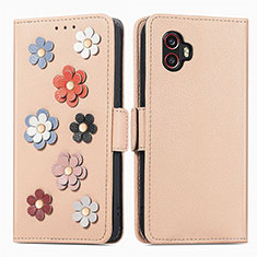 Coque Portefeuille Fleurs Livre Cuir Etui Clapet S02D pour Samsung Galaxy XCover 6 Pro 5G Kaki