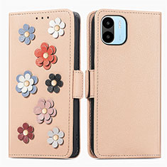 Coque Portefeuille Fleurs Livre Cuir Etui Clapet S02D pour Xiaomi Poco C50 Kaki