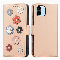 Coque Portefeuille Fleurs Livre Cuir Etui Clapet S02D pour Xiaomi Redmi A1 Kaki