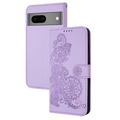 Coque Portefeuille Fleurs Livre Cuir Etui Clapet Y01X pour Google Pixel 7 5G Violet