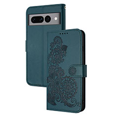 Coque Portefeuille Fleurs Livre Cuir Etui Clapet Y01X pour Google Pixel 7 Pro 5G Vert