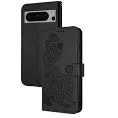 Coque Portefeuille Fleurs Livre Cuir Etui Clapet Y01X pour Google Pixel 8 Pro 5G Noir