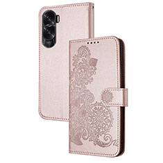 Coque Portefeuille Fleurs Livre Cuir Etui Clapet Y01X pour Huawei Honor 90 Lite 5G Or Rose