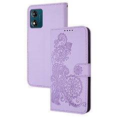 Coque Portefeuille Fleurs Livre Cuir Etui Clapet Y01X pour Motorola Moto E13 Violet