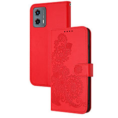 Coque Portefeuille Fleurs Livre Cuir Etui Clapet Y01X pour Motorola Moto G 5G (2023) Rouge