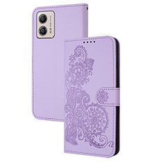 Coque Portefeuille Fleurs Livre Cuir Etui Clapet Y01X pour Motorola Moto G53y 5G Violet