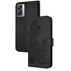 Coque Portefeuille Fleurs Livre Cuir Etui Clapet Y01X pour Realme Narzo 50 5G Noir