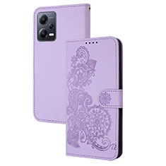 Coque Portefeuille Fleurs Livre Cuir Etui Clapet Y01X pour Xiaomi Poco X5 5G Violet