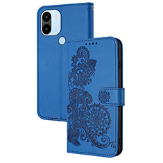 Coque Portefeuille Fleurs Livre Cuir Etui Clapet Y01X pour Xiaomi Redmi A1 Plus Bleu