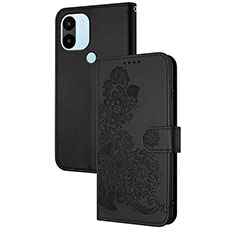 Coque Portefeuille Fleurs Livre Cuir Etui Clapet Y01X pour Xiaomi Redmi A1 Plus Noir