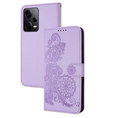 Coque Portefeuille Fleurs Livre Cuir Etui Clapet Y01X pour Xiaomi Redmi Note 12 Pro+ Plus 5G Violet