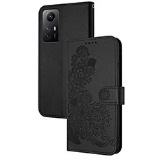 Coque Portefeuille Fleurs Livre Cuir Etui Clapet Y01X pour Xiaomi Redmi Note 12S Noir