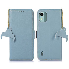 Coque Portefeuille Livre Cuir Etui Clapet A01D pour Nokia C12 Bleu Clair