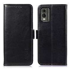 Coque Portefeuille Livre Cuir Etui Clapet A01D pour Nokia C210 Noir