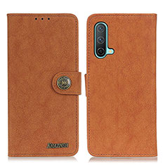 Coque Portefeuille Livre Cuir Etui Clapet A01D pour OnePlus Nord CE 5G Marron