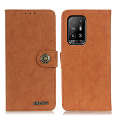 Coque Portefeuille Livre Cuir Etui Clapet A01D pour Oppo F19 Pro+ Plus 5G Marron