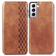 Coque Portefeuille Livre Cuir Etui Clapet A01D pour Samsung Galaxy S21 5G Marron