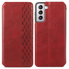 Coque Portefeuille Livre Cuir Etui Clapet A01D pour Samsung Galaxy S21 5G Rouge