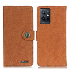 Coque Portefeuille Livre Cuir Etui Clapet A01D pour Vivo T1 5G India Marron