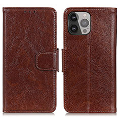 Coque Portefeuille Livre Cuir Etui Clapet A02 pour Apple iPhone 13 Pro Max Marron