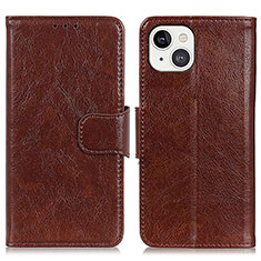 Coque Portefeuille Livre Cuir Etui Clapet A02 pour Apple iPhone 14 Marron