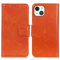 Coque Portefeuille Livre Cuir Etui Clapet A02 pour Apple iPhone 15 Orange