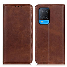 Coque Portefeuille Livre Cuir Etui Clapet A02D pour Oppo A54 4G Marron