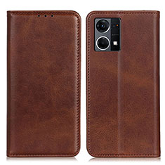 Coque Portefeuille Livre Cuir Etui Clapet A02D pour Oppo F21 Pro 4G Marron