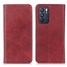 Coque Portefeuille Livre Cuir Etui Clapet A02D pour Oppo Reno6 5G Rouge