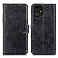 Coque Portefeuille Livre Cuir Etui Clapet A02D pour Samsung Galaxy S22 Ultra 5G Noir