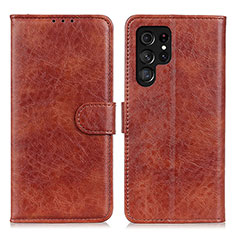 Coque Portefeuille Livre Cuir Etui Clapet A02D pour Samsung Galaxy S23 Ultra 5G Marron