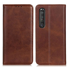 Coque Portefeuille Livre Cuir Etui Clapet A02D pour Sony Xperia 1 III Marron