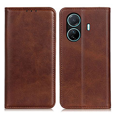 Coque Portefeuille Livre Cuir Etui Clapet A02D pour Vivo T1 5G Marron