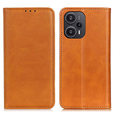 Coque Portefeuille Livre Cuir Etui Clapet A02D pour Xiaomi Poco F5 5G Brun Clair