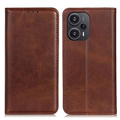 Coque Portefeuille Livre Cuir Etui Clapet A02D pour Xiaomi Poco F5 5G Marron