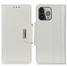 Coque Portefeuille Livre Cuir Etui Clapet A03 pour Apple iPhone 13 Pro Blanc