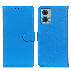 Coque Portefeuille Livre Cuir Etui Clapet A03D pour Motorola Moto E22 Bleu Ciel