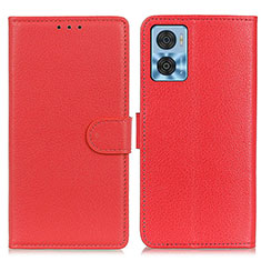 Coque Portefeuille Livre Cuir Etui Clapet A03D pour Motorola Moto E22 Rouge