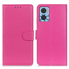 Coque Portefeuille Livre Cuir Etui Clapet A03D pour Motorola Moto E22i Rose Rouge