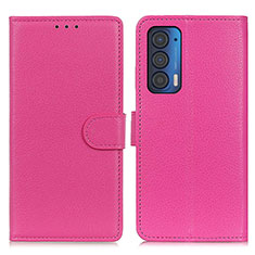 Coque Portefeuille Livre Cuir Etui Clapet A03D pour Motorola Moto Edge (2021) 5G Rose Rouge