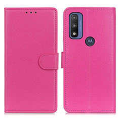 Coque Portefeuille Livre Cuir Etui Clapet A03D pour Motorola Moto G Pure Rose Rouge