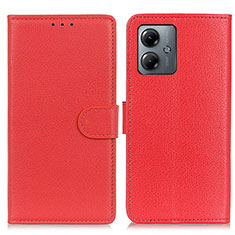 Coque Portefeuille Livre Cuir Etui Clapet A03D pour Motorola Moto G14 Rouge