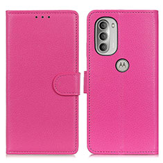 Coque Portefeuille Livre Cuir Etui Clapet A03D pour Motorola Moto G51 5G Rose Rouge