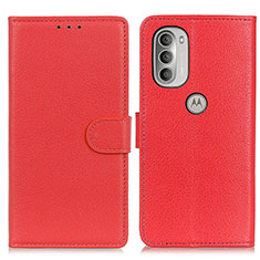 Coque Portefeuille Livre Cuir Etui Clapet A03D pour Motorola Moto G51 5G Rouge