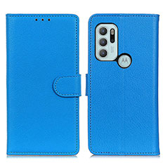 Coque Portefeuille Livre Cuir Etui Clapet A03D pour Motorola Moto G60s Bleu Ciel