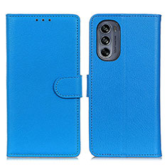 Coque Portefeuille Livre Cuir Etui Clapet A03D pour Motorola Moto G62 5G Bleu Ciel