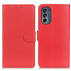 Coque Portefeuille Livre Cuir Etui Clapet A03D pour Motorola Moto G62 5G Rouge