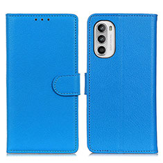 Coque Portefeuille Livre Cuir Etui Clapet A03D pour Motorola Moto G71s 5G Bleu Ciel