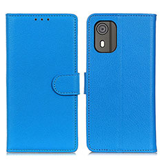 Coque Portefeuille Livre Cuir Etui Clapet A03D pour Nokia C02 Bleu Ciel